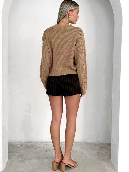 Natalee Pop Perforated Knit Sweater
