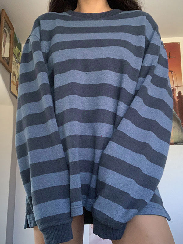 Striped Crew Neck Oversize Sweatshirt