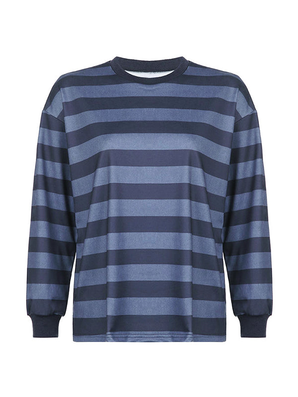 Striped Crew Neck Oversize Sweatshirt