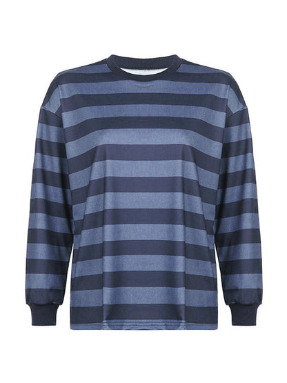 Striped Crew Neck Oversize Sweatshirt