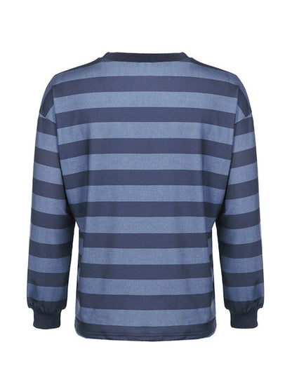 Striped Crew Neck Oversize Sweatshirt