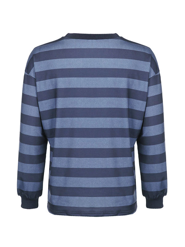 Striped Crew Neck Oversize Sweatshirt
