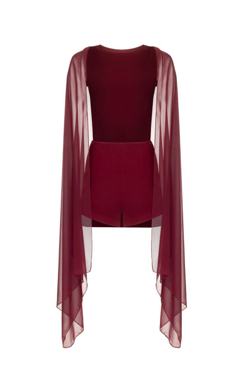 Bonnie Cape Overlay Backless Jumpsuit