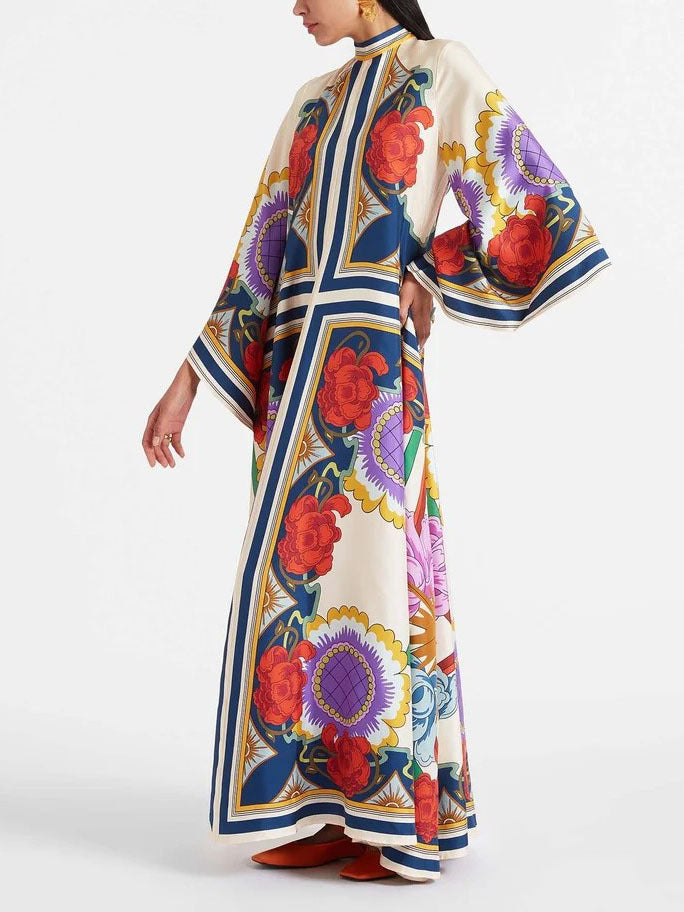 Unique Print Flowing Maxi Dress