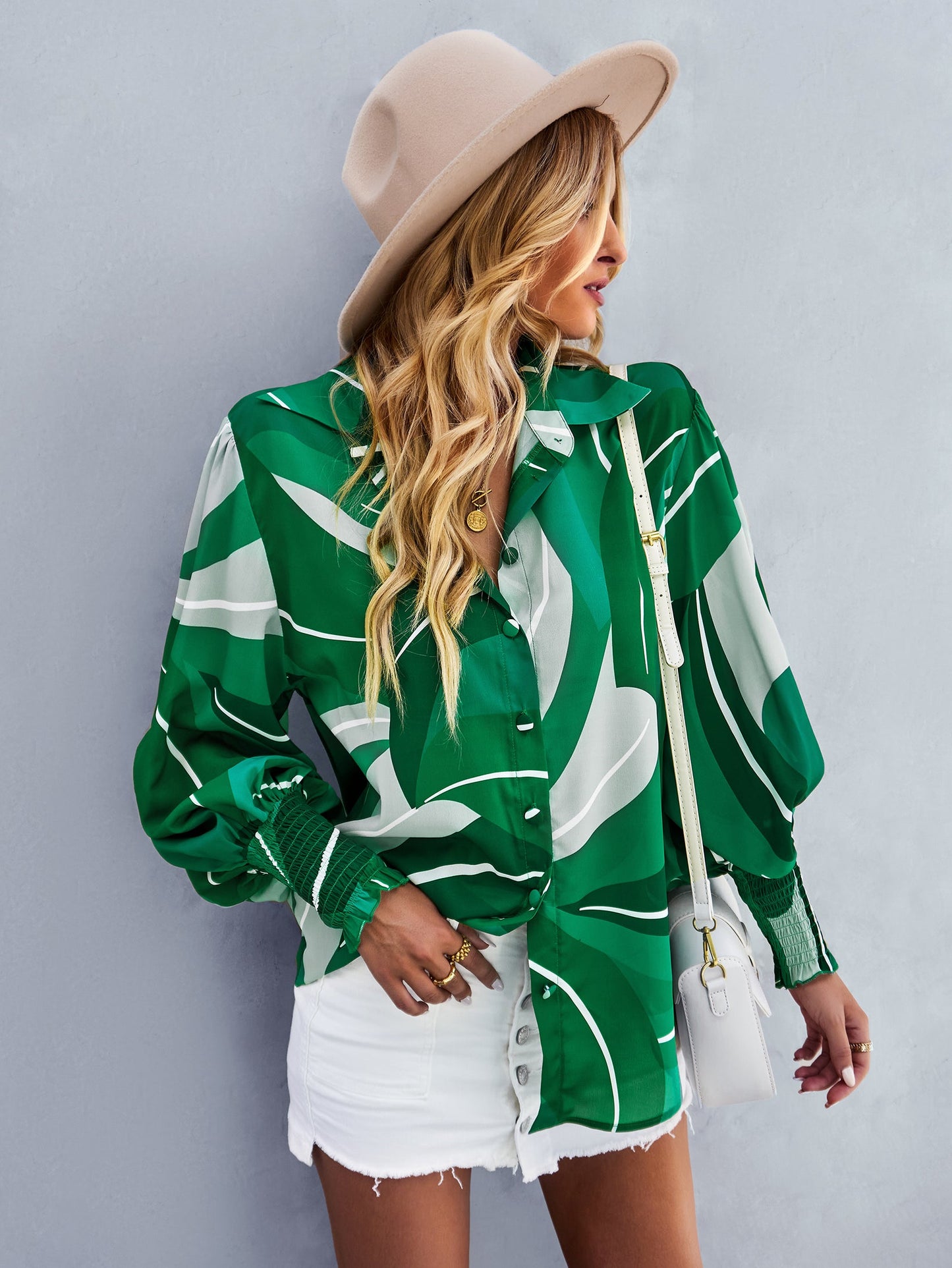 Fleetwood Blouse - Green Print