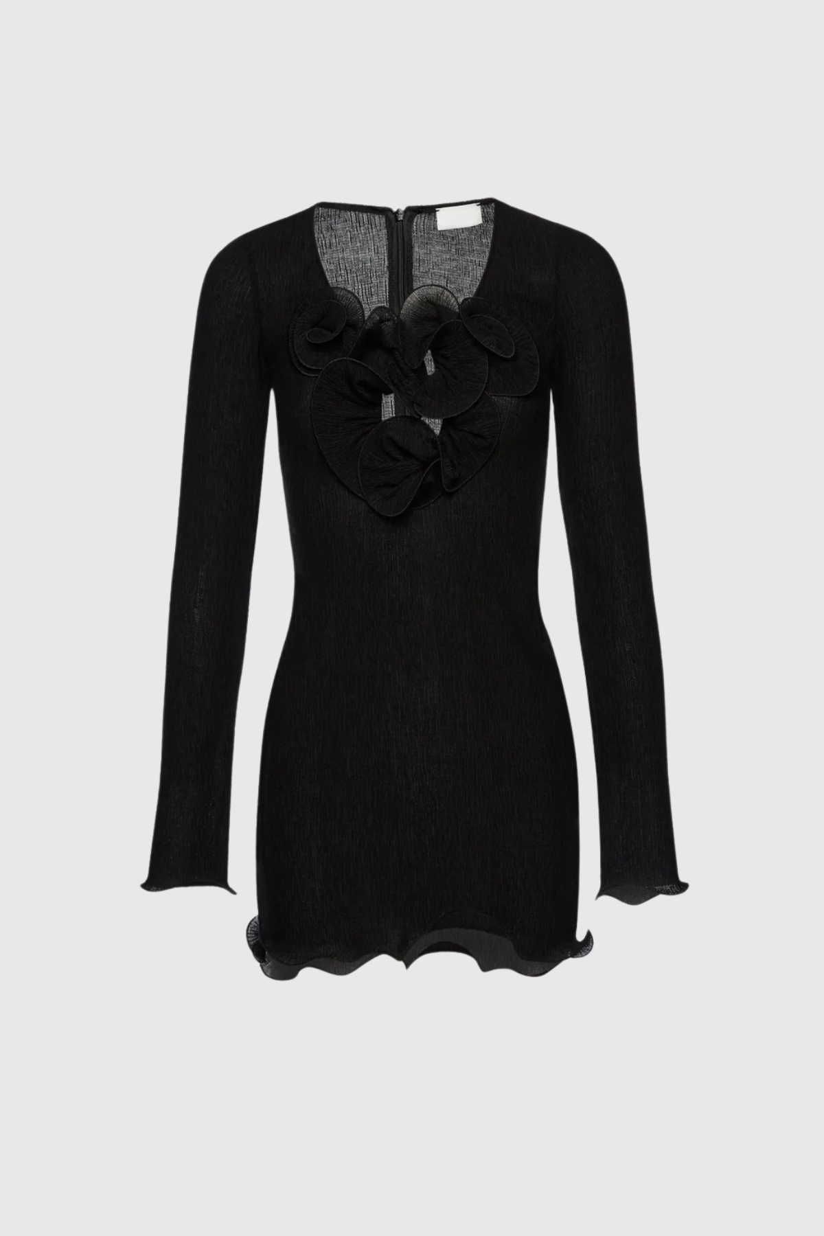 Dale Flower Ruffle Mini Dress in Black