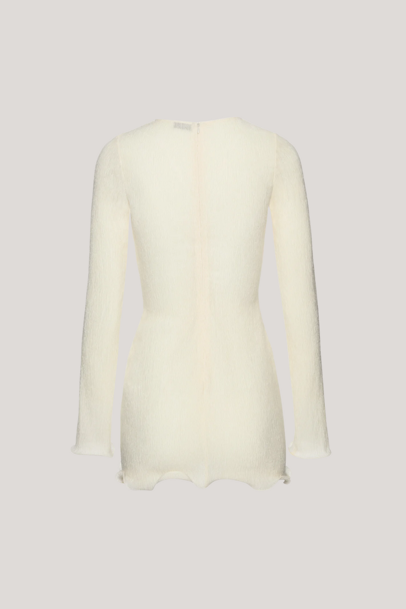 Dale Flower Ruffle Mini Dress in White