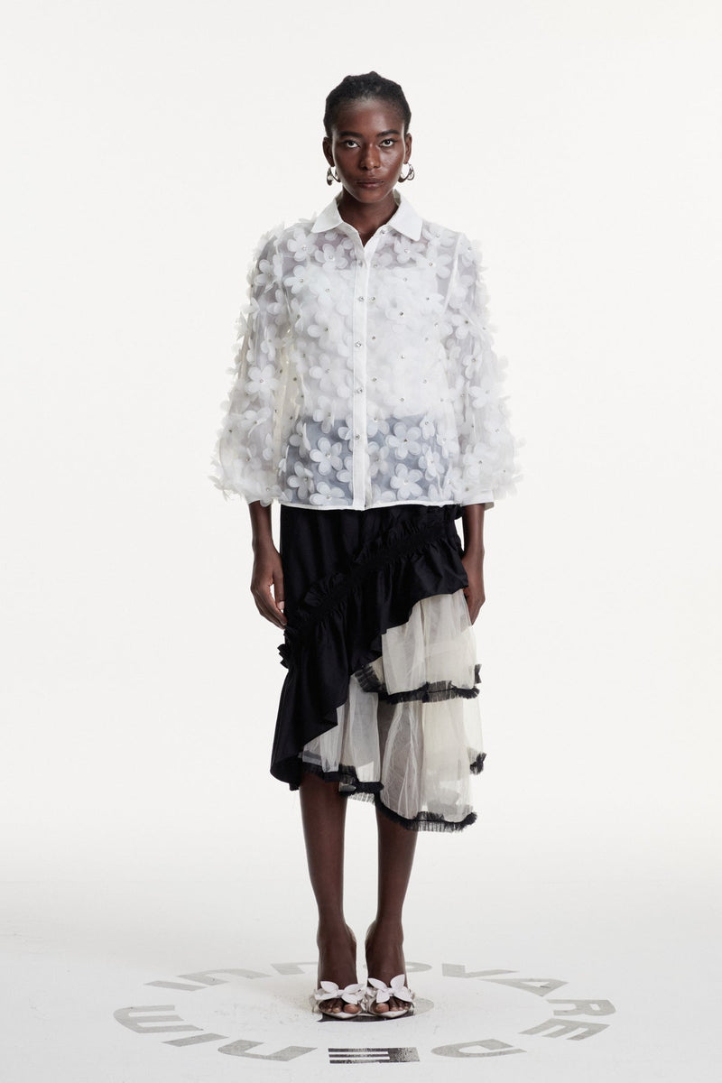 Dalitso Asymmetric Mesh Maxi Skirt