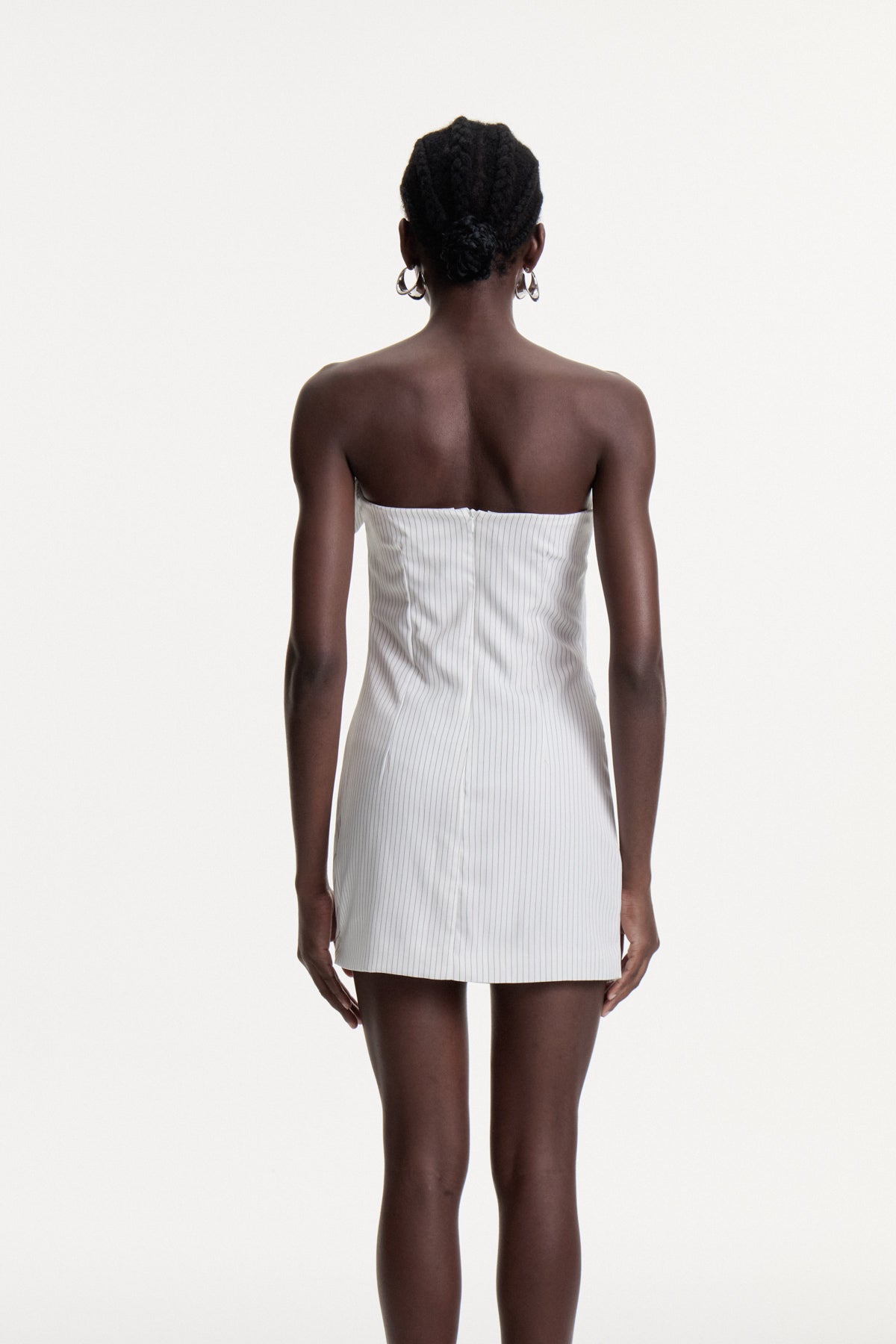 Daly Bow Stripe Mini Dress in White