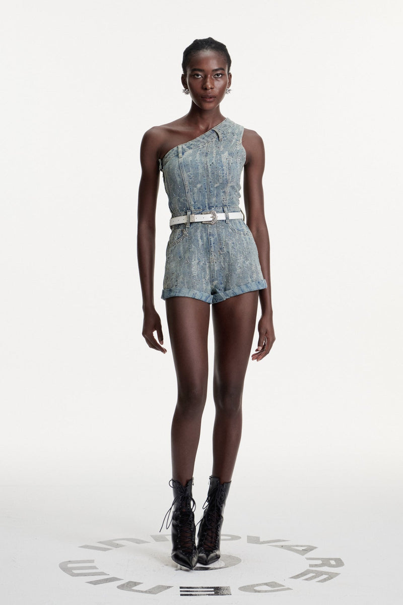 Damhnait One Shoulder Denim Jumpsuit