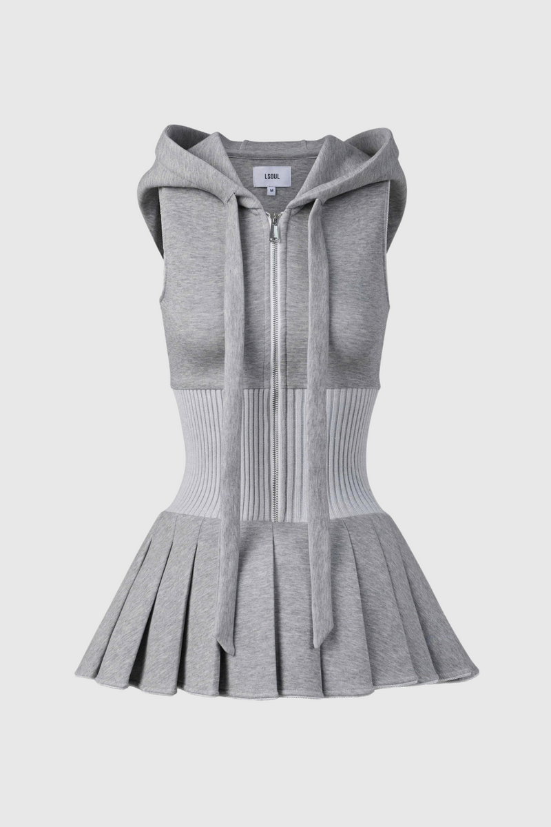 Damodar Sleeveless Hooded Ruch Mini Dress