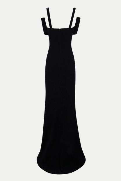 Dancis See-through Corset Maxi Dress - Black