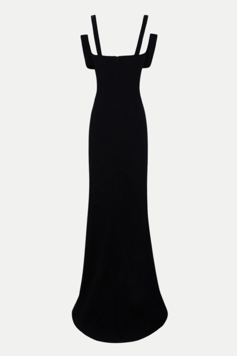 Dancis See-through Corset Maxi Dress - Black