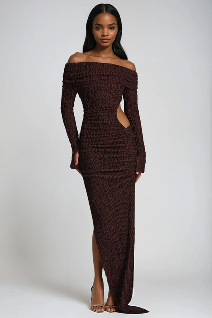 Danica Cutout High Split Ruch Maxi Dress