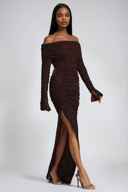 Danica Cutout High Split Ruch Maxi Dress