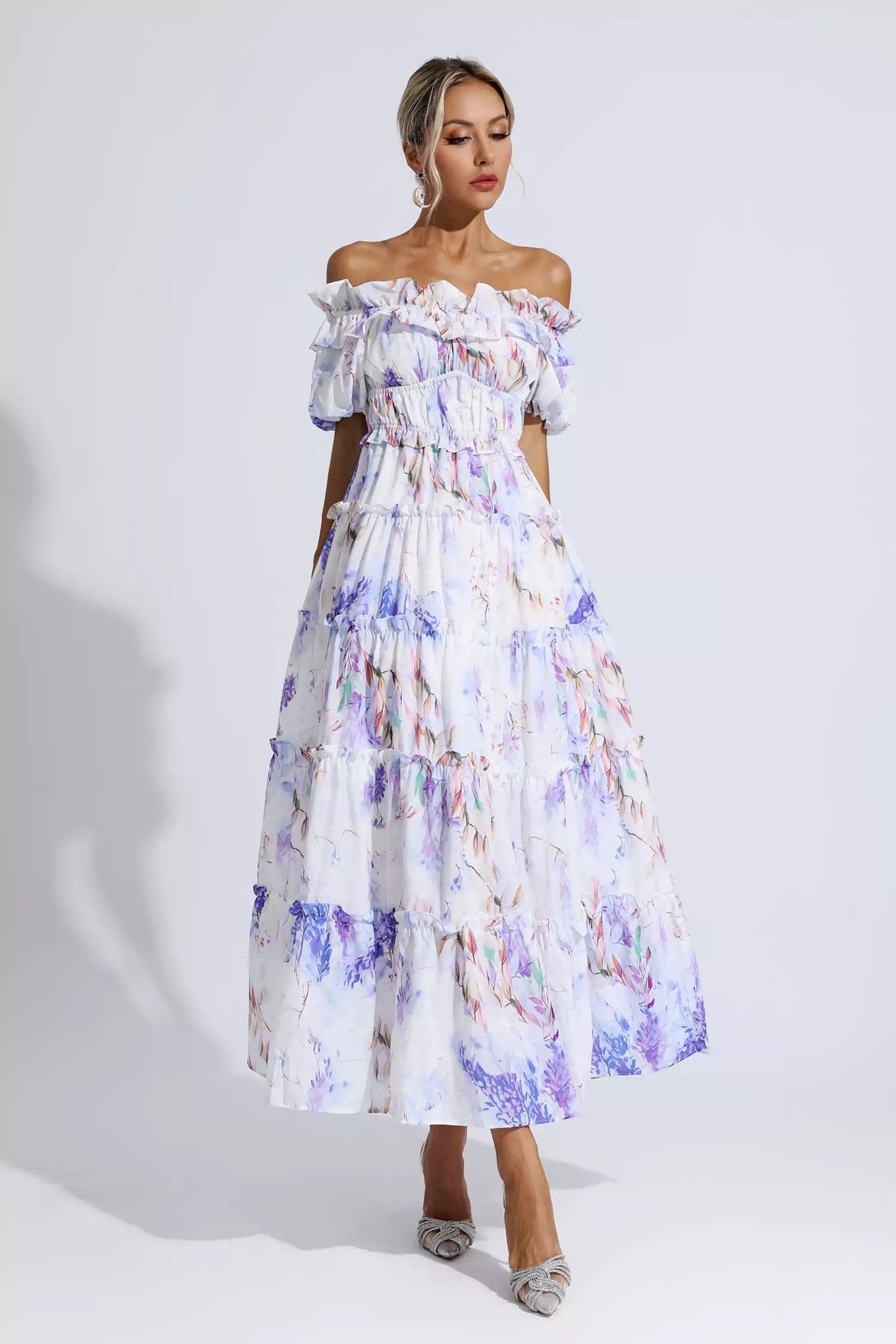 Danielle Purple Ruched Maxi Dress
