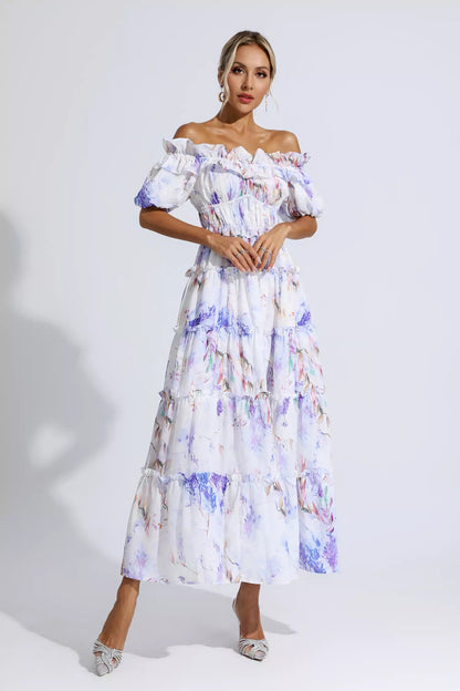 Danielle Purple Ruched Maxi Dress
