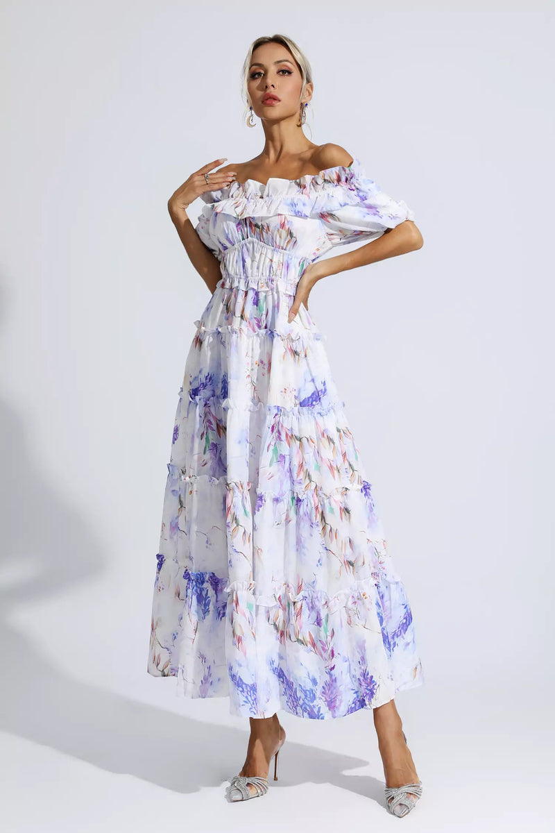 Danielle Purple Ruched Maxi Dress