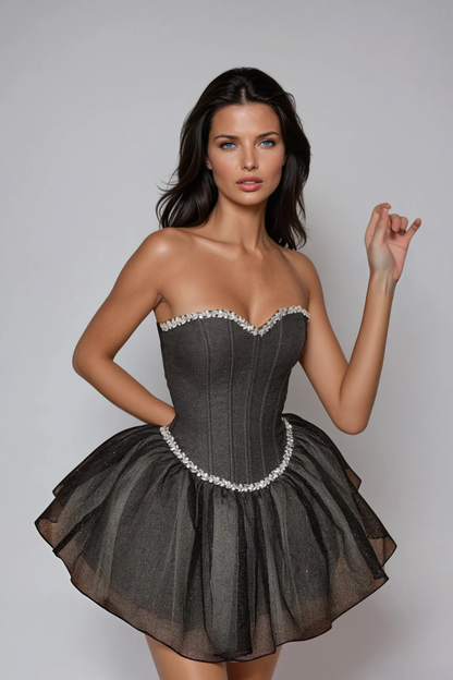 Danko Strapless Corset Puffy Mini Dress