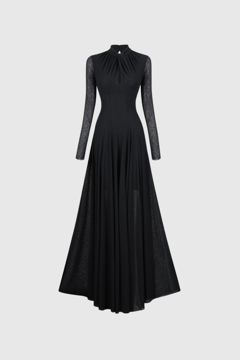 Dany Twist Long Sleeve Maxi Dress in Black