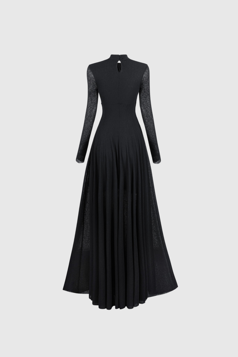 Dany Twist Long Sleeve Maxi Dress in Black