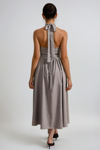 Danyil Halter Neck Bow Maxi Dress