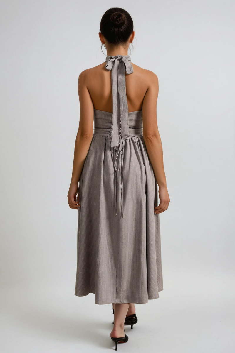 Danyil Halter Neck Bow Maxi Dress