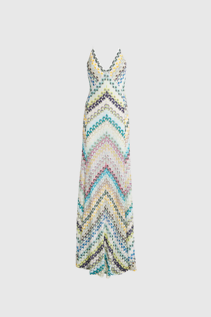Daouda Spaghetti Backless Maxi Dress in Green