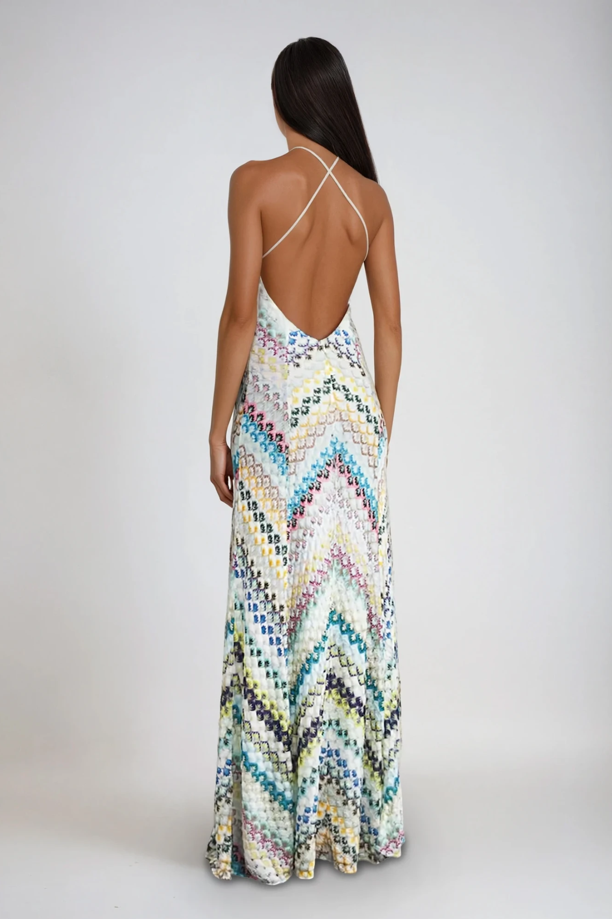 Daouda Spaghetti Backless Maxi Dress in Green