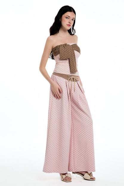Daphne Strapless Dot Pants Set