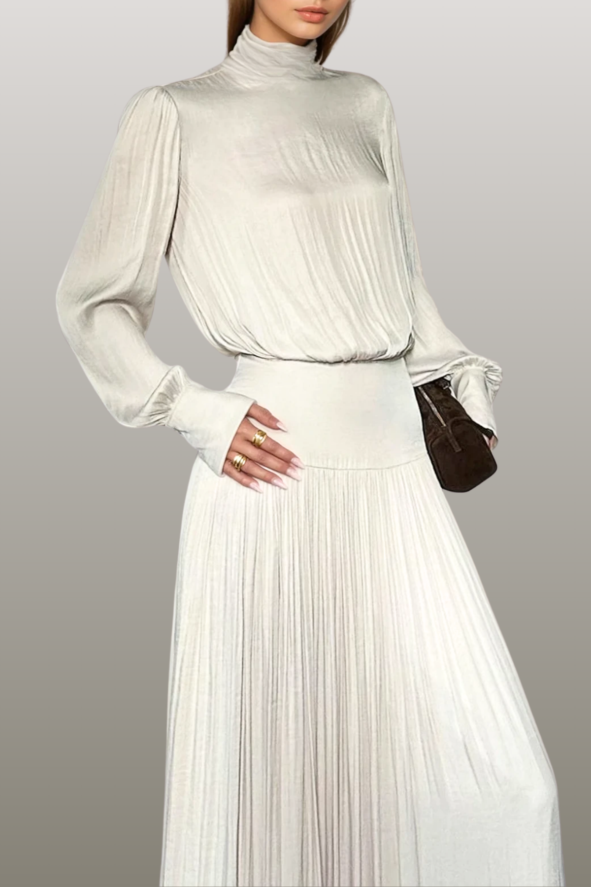 Darina Balloon Sleeve Ruch Maxi Dress