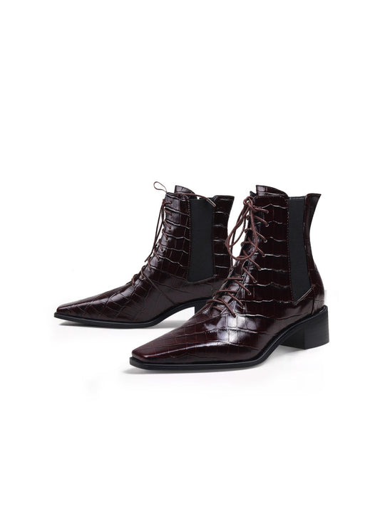 Jadyrose | Croc-embossed Lace-up Purple Chelsea Boot