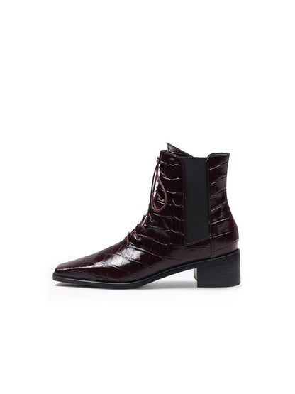 Jadyrose | Croc-embossed Lace-up Purple Chelsea Boot