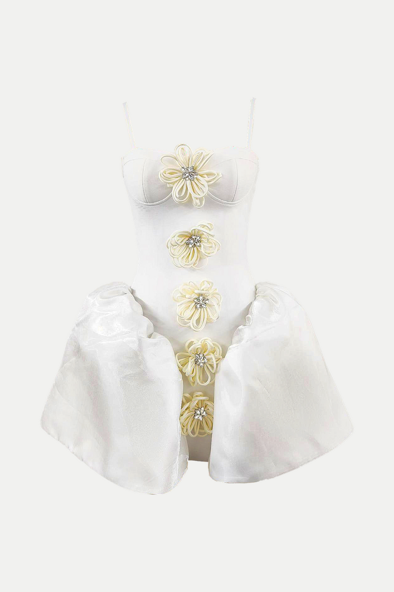 Darrah Appliqué Mini Bandage Dress - White