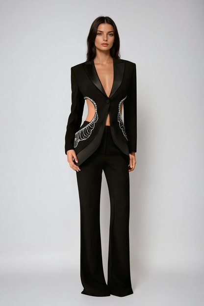 Darrell Rhinestone Cutout Pants Set