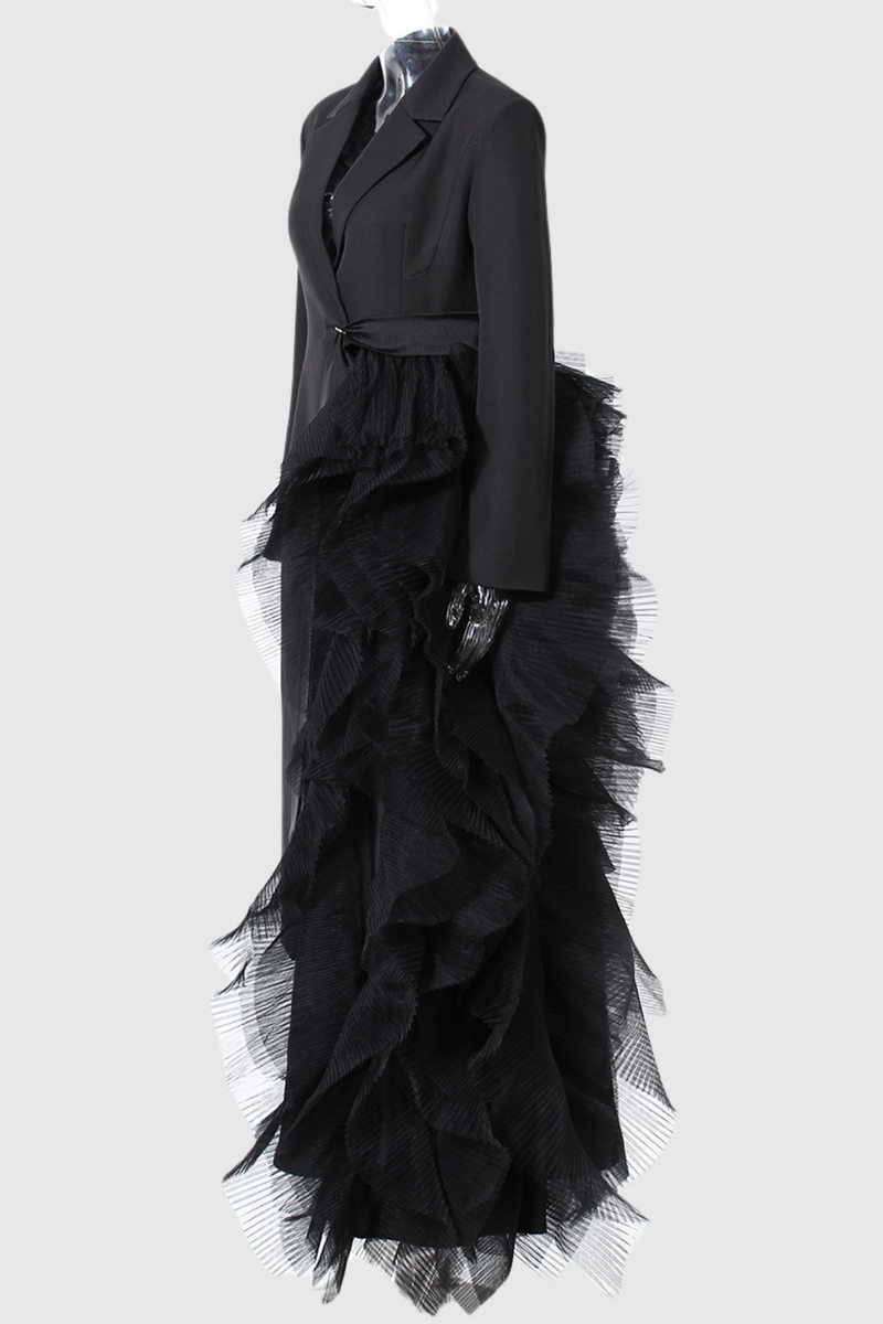 Dataya Mesh Patchwork Coat - Black