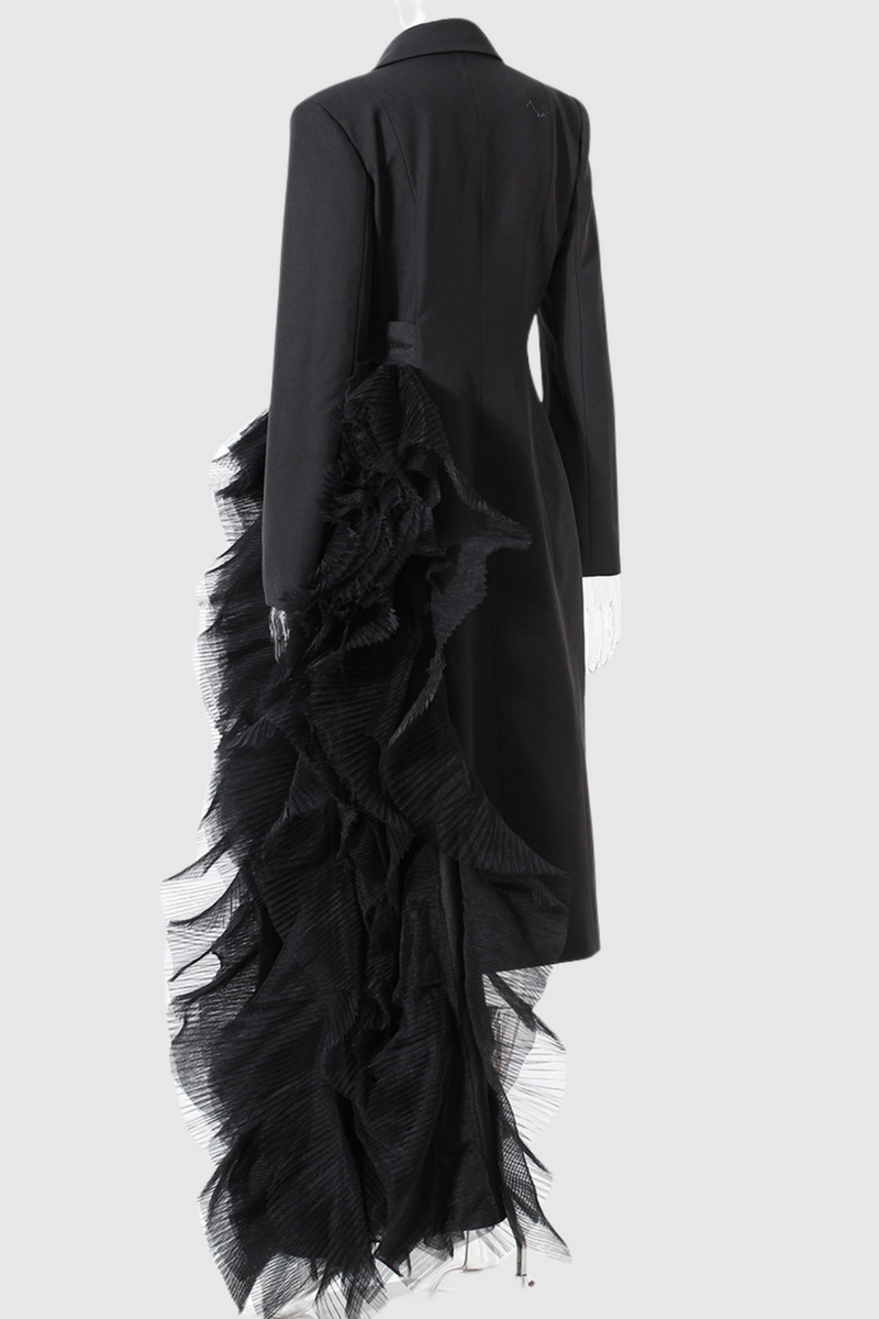 Dataya Mesh Patchwork Coat - Black
