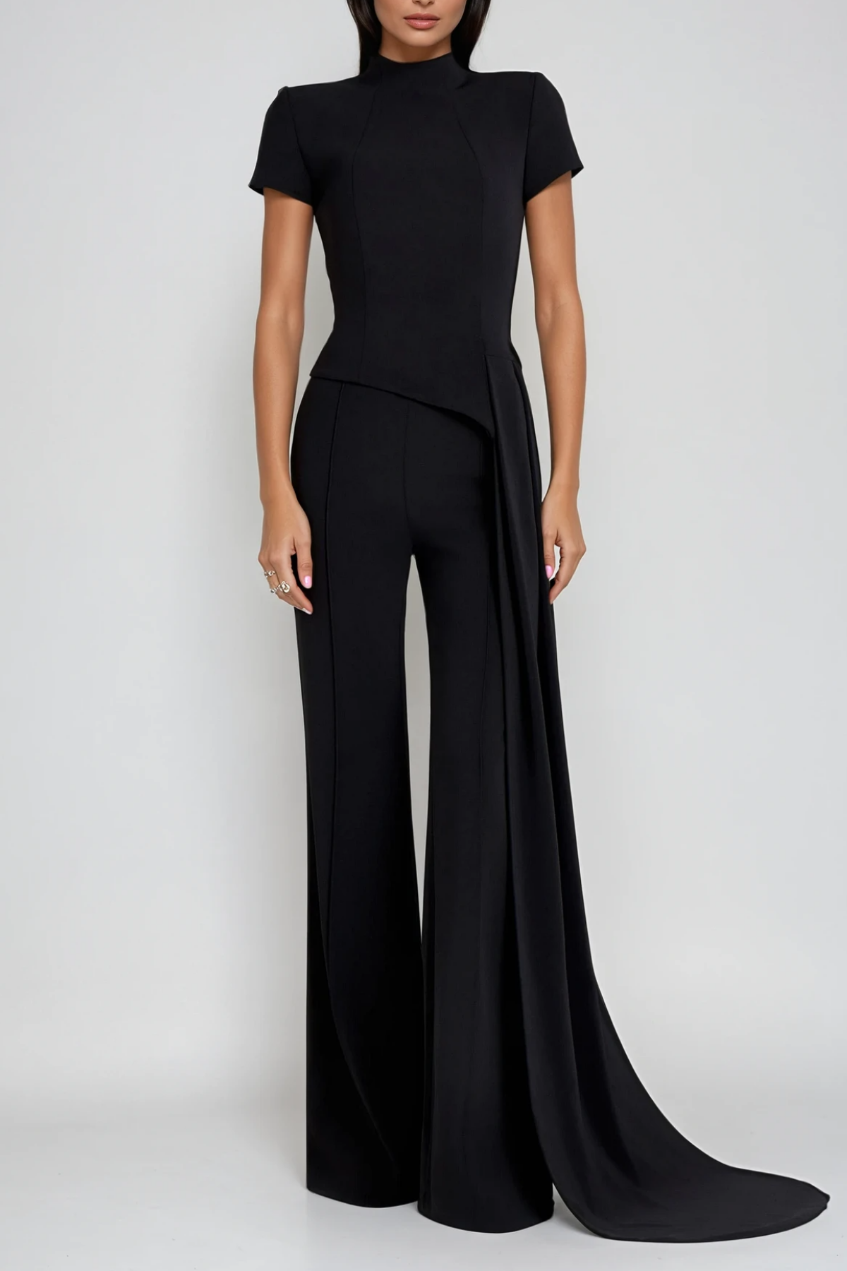 December Deconstruct Fringe Pants Set in Black