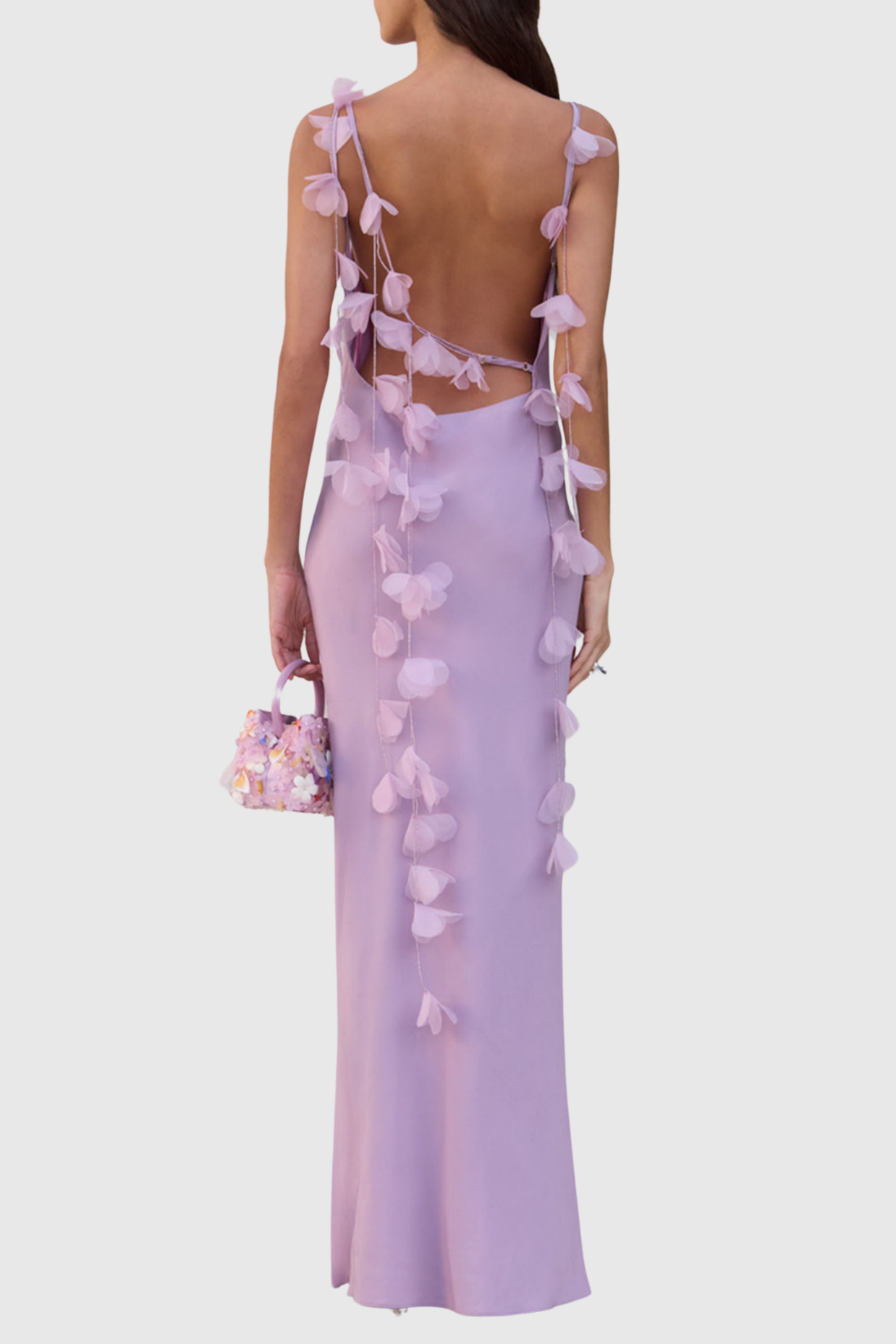 Dedrik Ribbon Satin Open Back Maxi Dress