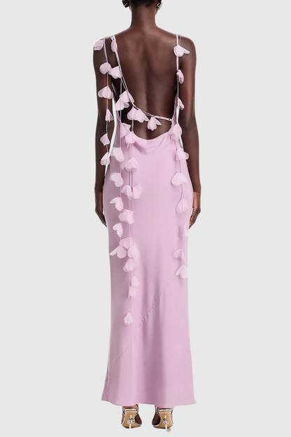 Dedrik Ribbon Satin Open Back Maxi Dress