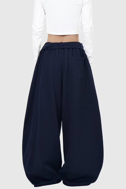 Deeann Print Tie Up Pants in Blue