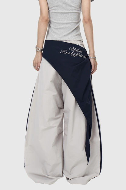 Deepika Stripe Deconstruct Wide Leg Pants in Khaki