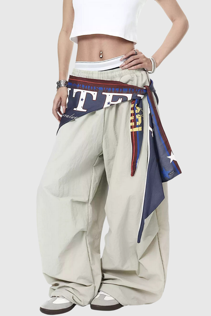 Defne Ruch Print Wide Leg Pants in Apricot