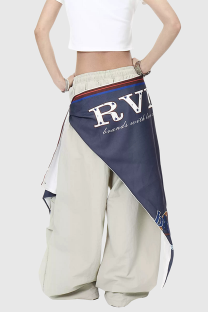 Defne Ruch Print Wide Leg Pants in Apricot