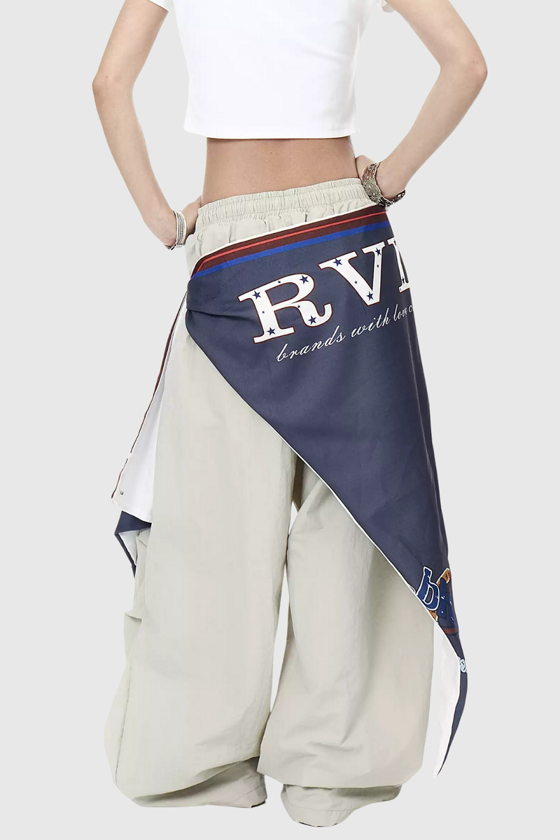 Defne Ruch Print Wide Leg Pants in Apricot