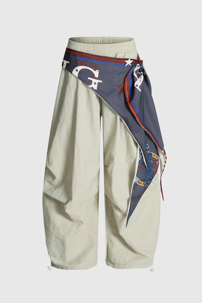 Defne Ruch Print Wide Leg Pants in Apricot