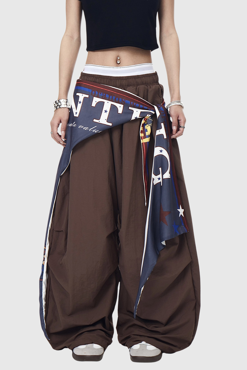 Defne Ruch Print Wide Leg Pants in Brown