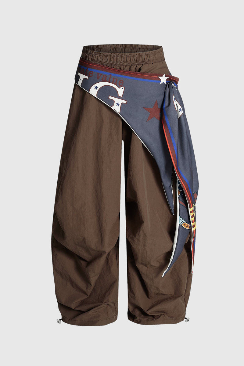 Defne Ruch Print Wide Leg Pants in Brown