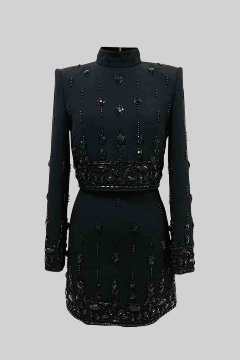 Deirdre Diamante Embellished Two Piece Set - Black