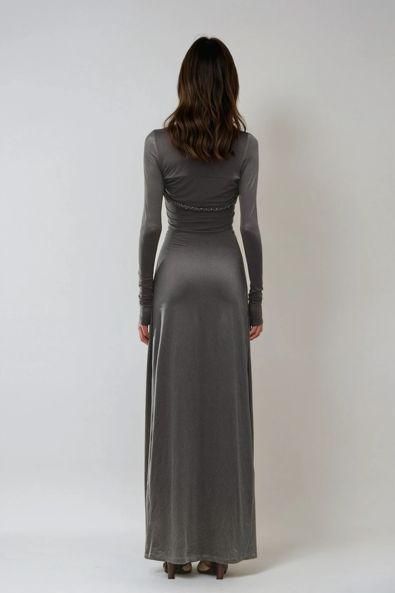 Delaiah Halter Neck Ruch Maxi Dress